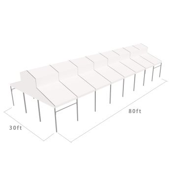 Cathedral Structure 30'x80' Silver Frame White Top - Garden Tent