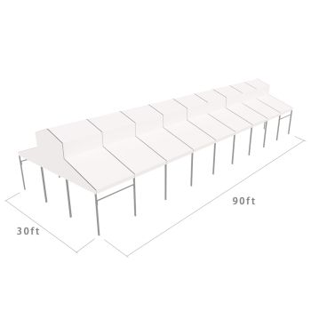 Cathedral Structure 30'x100' Silver Frame White Top - Garden Tent