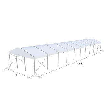 Curve Structure 30'X100' Silver Frame White Top
