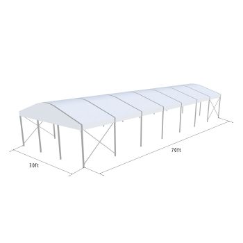 Curve Structure 30'X70' Silver Frame White Top