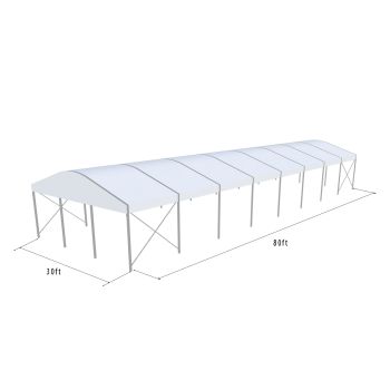 Curve Structure 30'X80' Silver Frame White Top