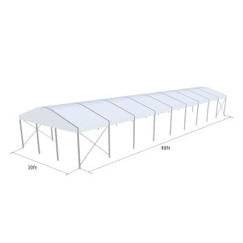 Curve Structure 30'X90' Silver Frame White Top