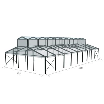 Cathedral Structure 40'x90' Black Frame Clear Top - Garden Tent