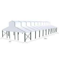 Cathedral Structure 40'x100' Black Frame White Top - Garden Tent