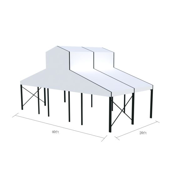 40′x20′ cathedral tent with black frame and clear top canopy for outdoor weddings and upscale event rentals