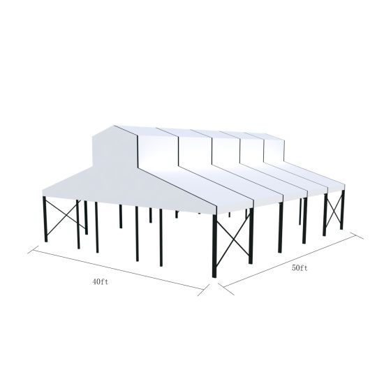 40′x50′ cathedral tent with black frame and clear top canopy for outdoor weddings and upscale event rentals