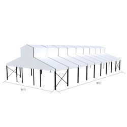Cathedral Structure 40'x90' Black Frame White Top - Garden Tent