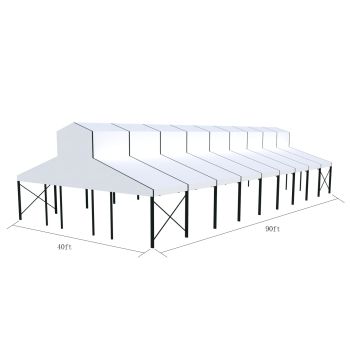 Cathedral Structure 40'x90' Black Frame White Top - Garden Tent