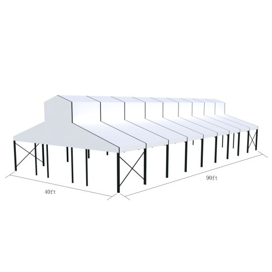 40′x90′ cathedral tent with black frame and clear top canopy for outdoor weddings and upscale event rentals