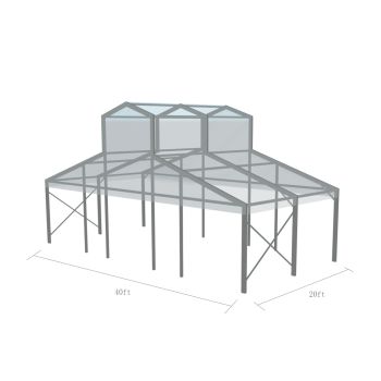 Cathedral Structure 40'x20' Silver Frame Clear Top - Garden Tent