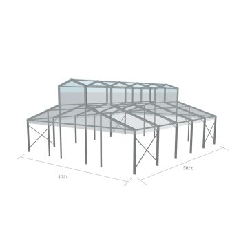 Cathedral Structure 40'x50' Silver Frame Clear Top - Garden Tent