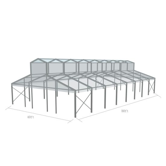 40′x80′ cathedral tent with black frame and clear top canopy for outdoor weddings and upscale event rentals