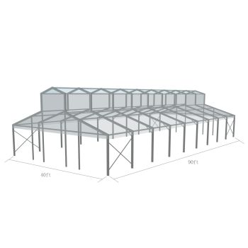 Cathedral Structure 40'x90' Silver Frame Clear Top - Garden Tent
