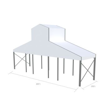 Cathedral Structure 40'x10' Silver Frame White Top - Garden Tent