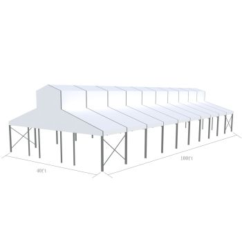 Cathedral Structure 40'x100' Silver Frame White Top - Garden Tent