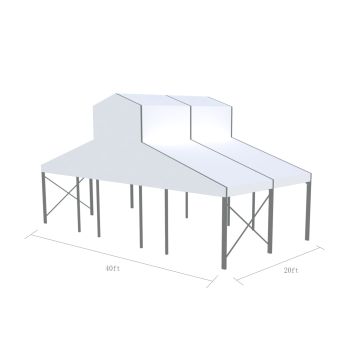 Cathedral Structure 40'x20' Silver Frame White Top - Garden Tent