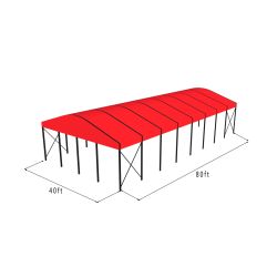 Curve Structure 40'X80' Black Frame Red Top