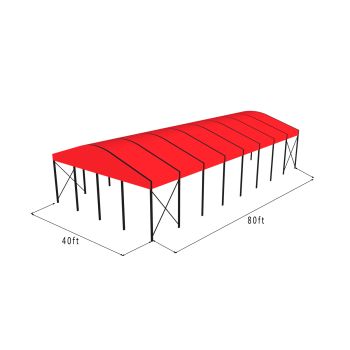 Curve Structure 40'X80' Black Frame Red Top