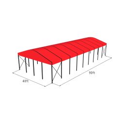 Curve Structure 40'X90' Black Frame Red Top