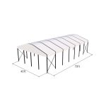 40'x70' curved event tent with black frame and white arched roof, elegant open-sided event structure shown in product rendering with support framing