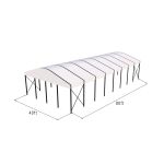 40'x80' curved event tent with black frame and white arched roof, elegant open-sided event structure shown in product rendering with support framing