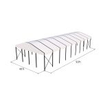 40'x90' curved event tent with black frame and white arched roof, elegant open-sided event structure shown in product rendering with support framing