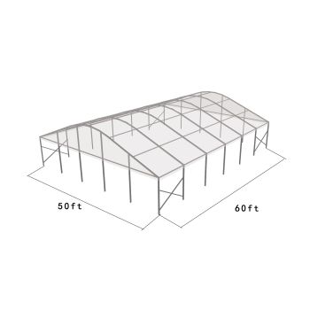 Curve Structure 50'X60' Silver Frame Clear top