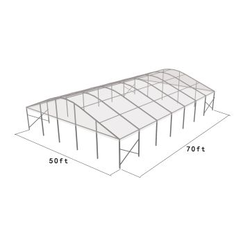 Curve Structure 50'X70' Silver Frame Clear top