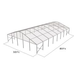 Curve Structure 50'X80' Silver Frame Clear top
