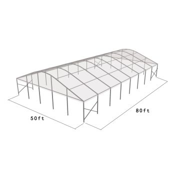 Curve Structure 50'X80' Silver Frame Clear top