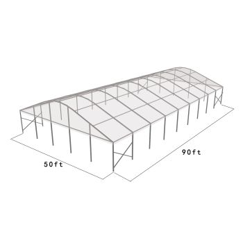 Curve Structure 50'X90' Silver Frame Clear top