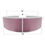 Curved white high-gloss acrylic event bar rental unit with rose-gold trim and modern lounge design