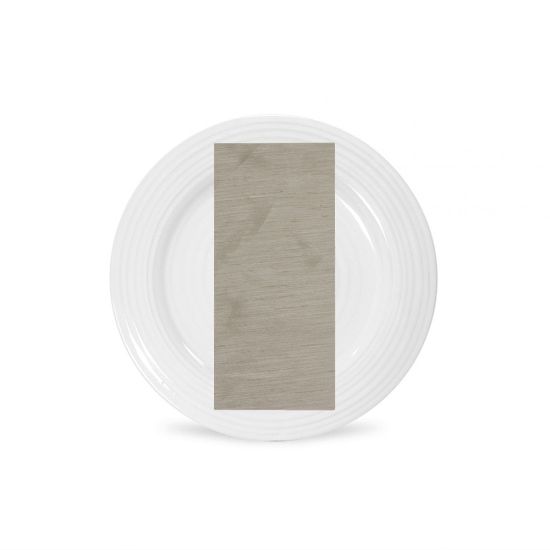 Bone Capri napkin with neutral solid fabric texture, folded on a white plate for timeless elegant event table settings