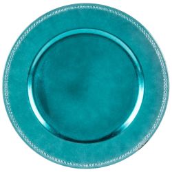Beaded Rim Charger Plate (Aqua)