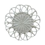 White woven provencal charger plate with open looped border and rattan texture, airy boho charger for weddings and elegant events