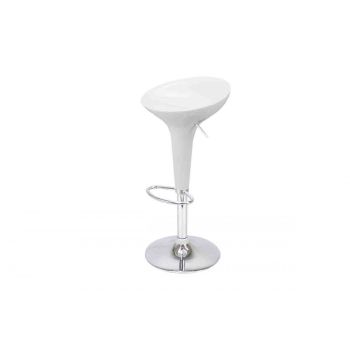 Contemporary Barstool Scoop White (Adjustable)