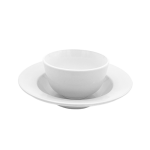 White shallow pasta bowl (10oz) with wide rim, shown on a white background