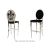 Fleur-de-lis Barstool Silver Chusion Black
