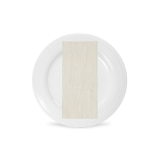 Ivory Fortuny napkin with pleated fabric texture and soft neutral tone, folded on a white plate for classic wedding table décor