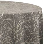 Haiku Midnight dark watercolor patterned round tablecloth in midnight blue and black tones for elegant wedding and event table décor rental