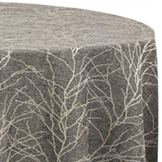 Haiku Midnight dark watercolor patterned round tablecloth in midnight blue and black tones for elegant wedding and event table décor rental