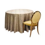 Haiku Midnight dark watercolor patterned round tablecloth in midnight blue and black tones for elegant wedding and event table décor rental
