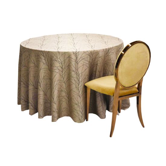 Haiku Midnight dark watercolor patterned round tablecloth in midnight blue and black tones for elegant wedding and event table décor rental