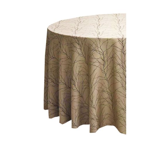 Haiku Midnight dark watercolor patterned round tablecloth in midnight blue and black tones for elegant wedding and event table décor rental