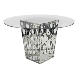 Reflection Highboy Table Web Silver 60" Round Glass Top