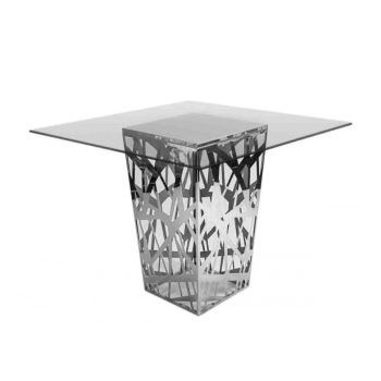 Reflection Highboy Table Web Silver 60"x60" Glass Top