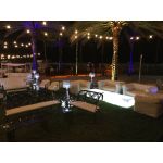 White inflatable sofa with tufted backrest, elegant lounge seating option for weddings, parties, and upscale event décor environments