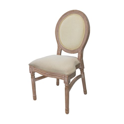 Louis Natural Fabric Back Chair 