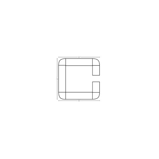 Modular Bar C-Shape 12.5' x 12.5' white paneled bar with continuous countertop, open entry gap and interior workspace; curved three-sided event service station.