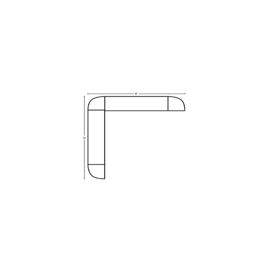Modular Bar L-Shape 8' x 8' white paneled corner bar with continuous countertop and right-angle layout; compact two-sided event service station.